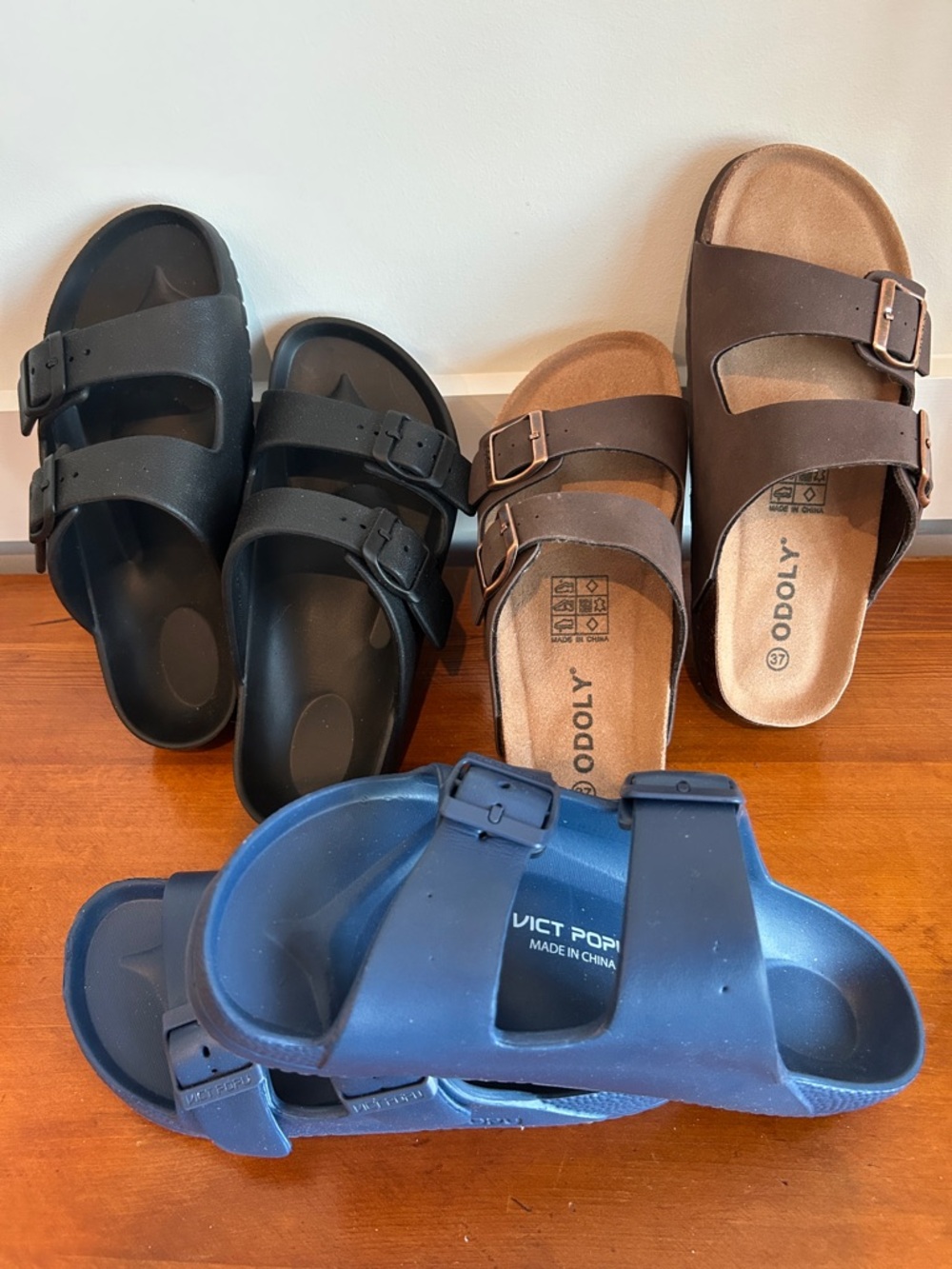 Lot of 3 pairs two-strap sandals never worn Size 37 summer footwear NWOT